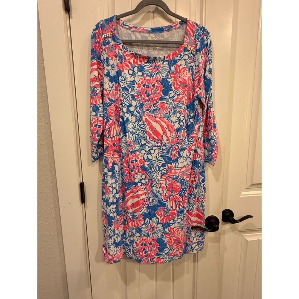 Lilly Pulitzer UPF 50+ Sophie Dress in Bay‎ Blue Pop Pop – Size XL